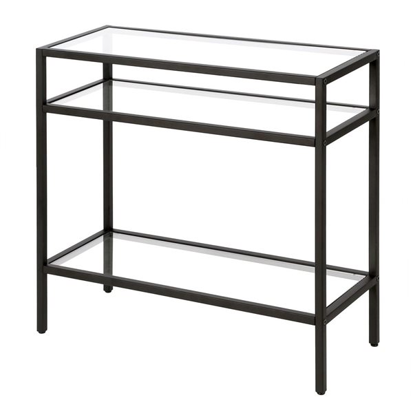 Hailey Home Sivil Black Glass Rectangular End Table