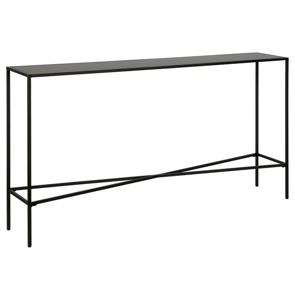 Hailey Home Henley 55 W x 30-in H Blackened Bronze Metal Industrial Console Table w/ Glass Top