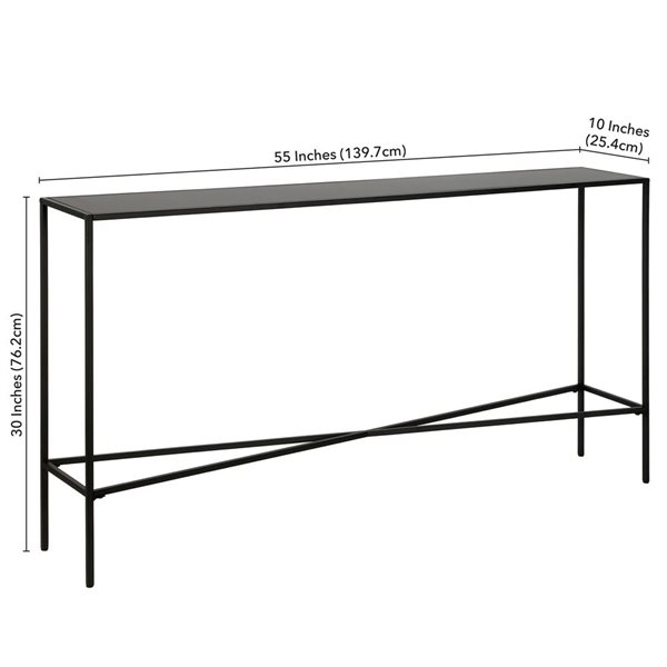 Hailey Home Henley 55 W x 30-in H Blackened Bronze Metal Industrial Console Table w/ Glass Top