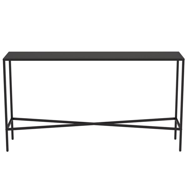 Hailey Home Henley 55 W x 30-in H Blackened Bronze Metal Industrial Console Table w/ Glass Top