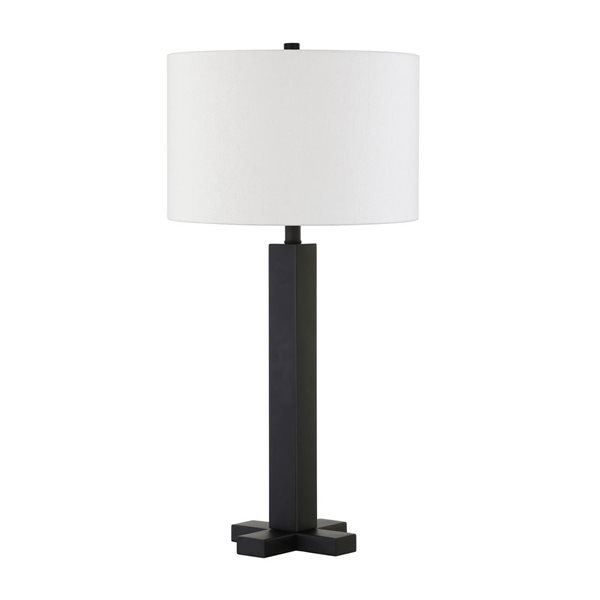 Hailey Home Dunand 27.25-in H Blackened Bronze Metal Table Lamp with White Fabric Shade