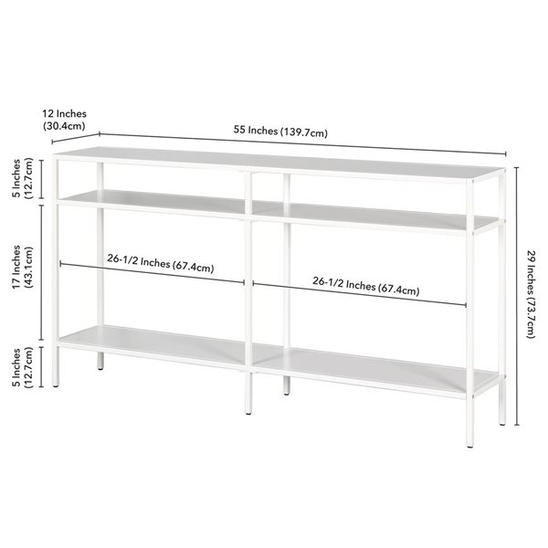 Hailey Home Sivil 55-in W 3-Tier Matte White Metal Modern Console Table w/ Metal Shelves