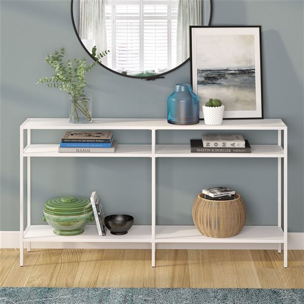 Hailey Home Sivil 55-in W 3-Tier Matte White Metal Modern Console Table w/ Metal Shelves