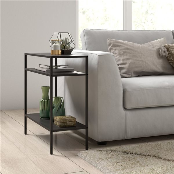 Hailey Home Ricardo Black Glass Rectangular End Table