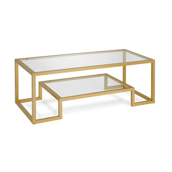 Hailey Home Athena Brass Glass Coffee Table