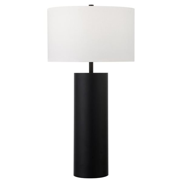 Hailey Home York 29.5-in H Blackened Bronze Table Lamp with Fabric Shade