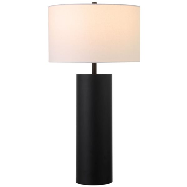 Hailey Home York 29.5-in H Blackened Bronze Table Lamp with Fabric Shade