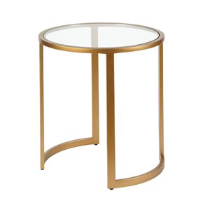 Table d'appoint ronde Mitera de Hailey Home laiton avec surface en verre