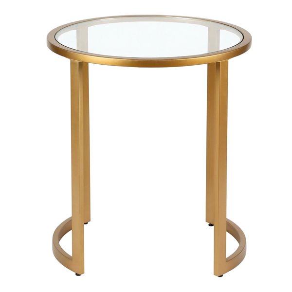 Table d'appoint ronde Mitera de Hailey Home laiton avec surface en verre