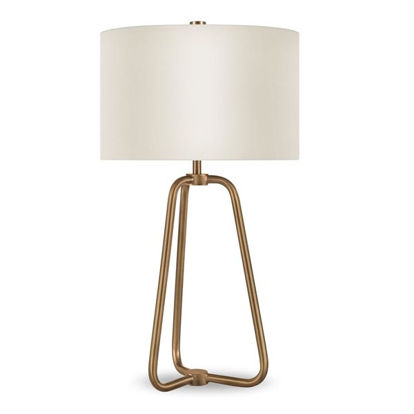 Hailey Home Marduk 25.5-in H Brass Metal Table Lamp with White Fabric Shade