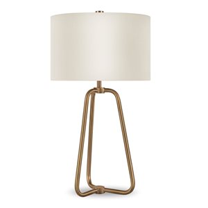 Hailey Home Marduk 25.5-in H Brass Metal Table Lamp with White Fabric Shade