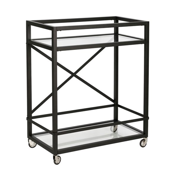 Hailey Home Wilson 30 W x 15 D x 36-in H Blackened Bronze Metal Bar Cart w/ Wheels