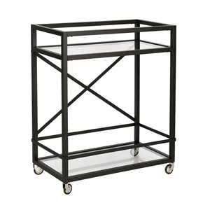 Hailey Home Wilson 30 W x 15 D x 36-in H Blackened Bronze Metal Bar Cart w/ Wheels