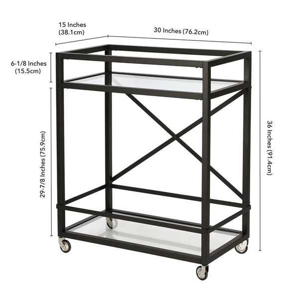 Hailey Home Wilson 30 W x 15 D x 36-in H Blackened Bronze Metal Bar Cart w/ Wheels