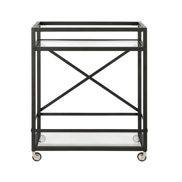 Hailey Home Wilson 30 W x 15 D x 36-in H Blackened Bronze Metal Bar Cart w/ Wheels