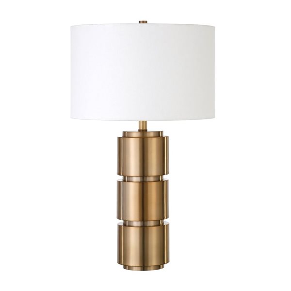 Hailey Home Campbell 27-in H Brass Table Lamp with Fabric Shade