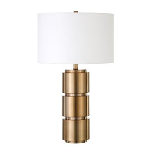 Hailey Home Campbell 27-in H Brass Table Lamp with Fabric Shade