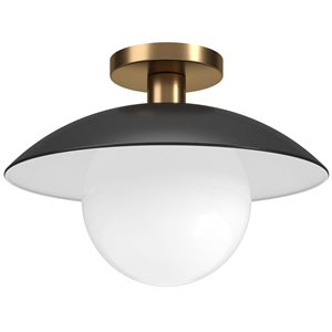 Hailey Home Alvia 14.5-in W Black and Brass Semi Flush Mount Light