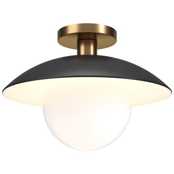 Hailey Home Alvia 14.5-in W Black and Brass Semi Flush Mount Light