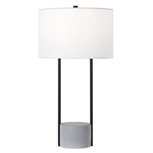 Lampe de table Uma de Hailey Home 27,75 po h. bronze noirci et base en béton avec abat-jour en tissu blanc