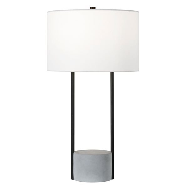 Hailey Home Uma 27.75-in H Blackened Bronze/Concrete Base Table Lamp with White Fabric Shade