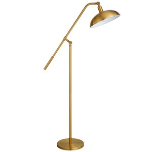 Hailey Home Devon 62-in H Brass Boom Arm Floor Lamp w/ Metal Shade