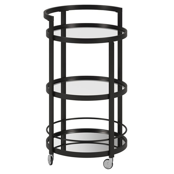 Hailey Home Hause 36 H x 21-in dia 3-Tier Blackened Bronze Metal Round Bar Cart w/ Wheels