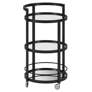 Hailey Home Hause 36 H x 21-in dia 3-Tier Blackened Bronze Metal Round Bar Cart w/ Wheels