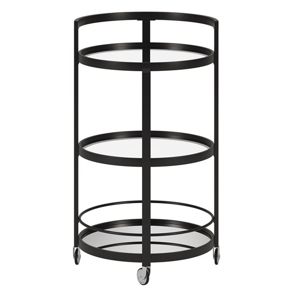 Hailey Home Hause 36 H x 21-in dia 3-Tier Blackened Bronze Metal Round Bar Cart w/ Wheels