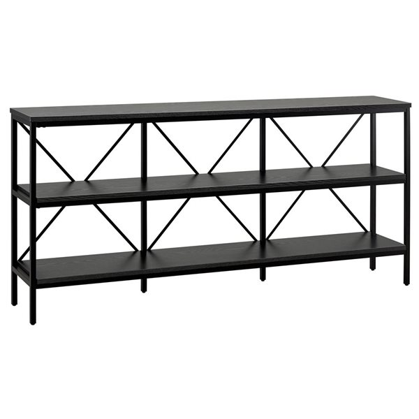 Hailey Home Kira 64-in W Blackened Bronze Metal/Black Woodgrain MDF Farmhouse Console Table