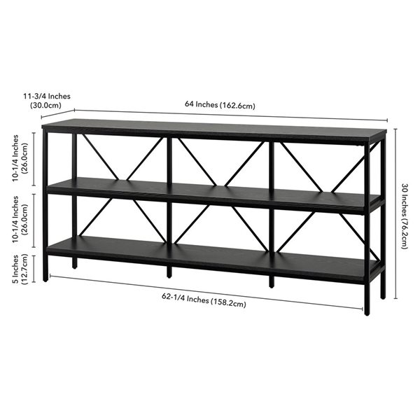 Hailey Home Kira 64-in W Blackened Bronze Metal/Black Woodgrain MDF Farmhouse Console Table