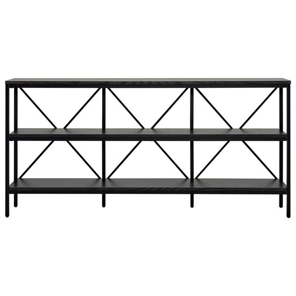 Hailey Home Kira 64-in W Blackened Bronze Metal/Black Woodgrain MDF Farmhouse Console Table