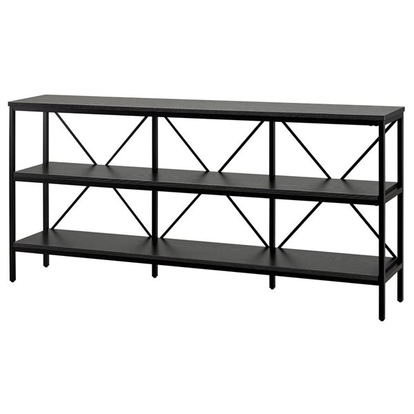 Hailey Home Kira 64-in W Blackened Bronze Metal/Black Woodgrain MDF Farmhouse Console Table