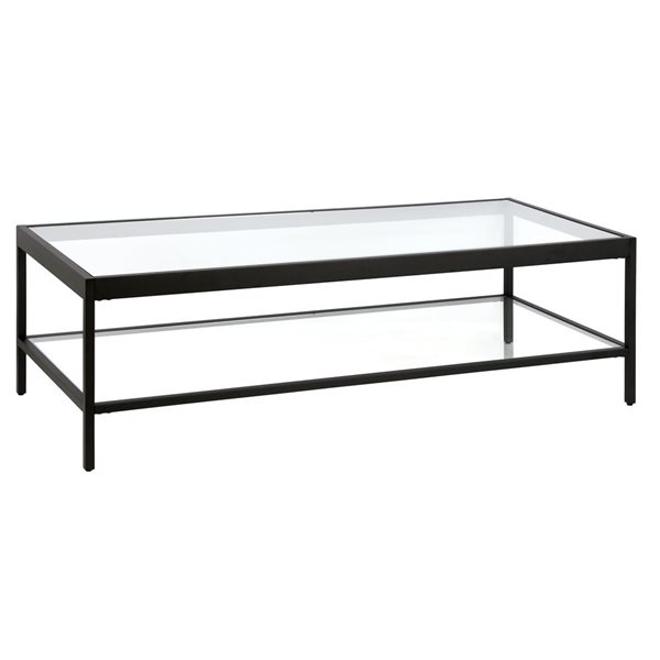 Table basse Alexis de Hailey Home grand format noir avec surface en verre