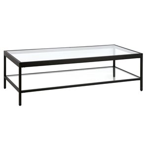 Hailey Home Alexis Large Black Glass Coffee Table