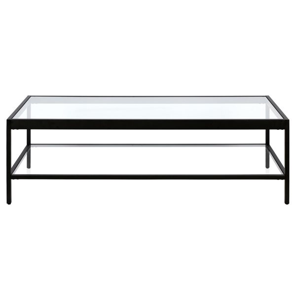 Hailey Home Alexis Large Black Glass Coffee Table