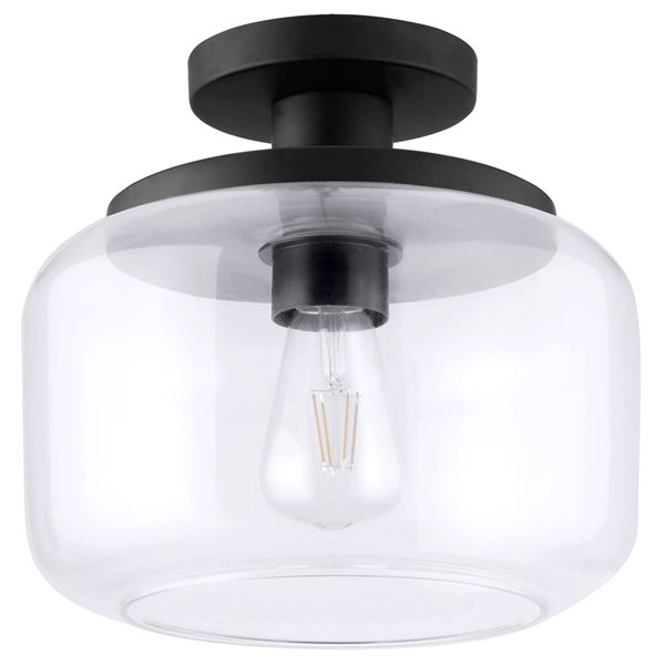 Hailey Home Tatum 11-in W Black Semi Flush Mount Light w/ Clear Glass Shade