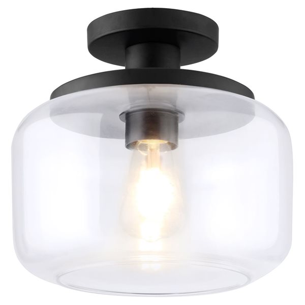 Hailey Home Tatum 11-in W Black Semi Flush Mount Light w/ Clear Glass Shade