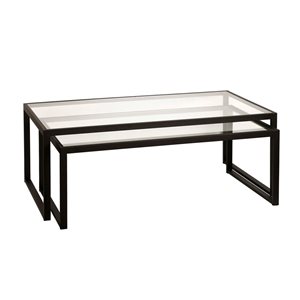 Jeu de 2 tables gigognes Rocco de Hailey Home noir avec surface en verre