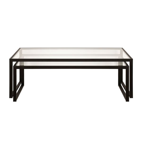 Jeu de 2 tables gigognes Rocco de Hailey Home noir avec surface en verre