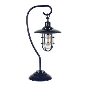 Hailey Home Bay 22-in H Navy-Blue Metal Nautical Table Lamp with Clear Globe Glass and Metal Shade