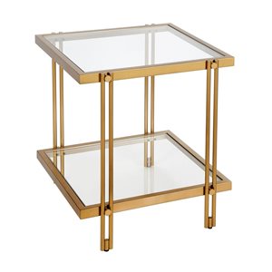 Table d'appoint carrée Inez de Hailey Home laiton avec surface en verre