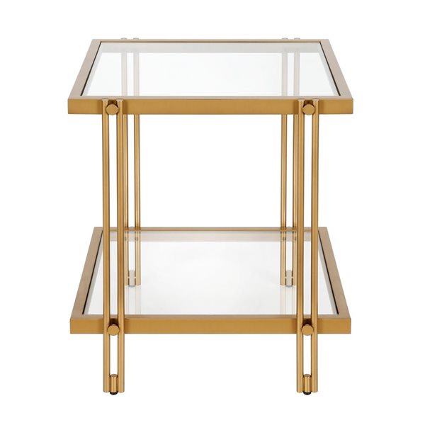 Hailey Home Inez Brass Glass Square End Table