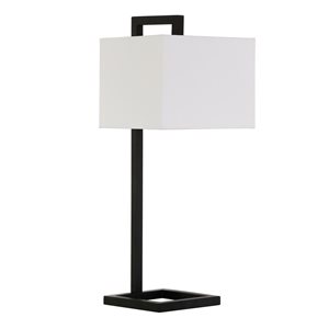 Lampe de table Grayson de Hailey Home 26 po h. métal bronze noirci avec abat-jour en tissu blanc