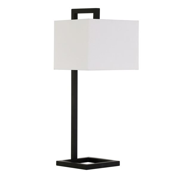 Hailey Home Grayson 26-in H Blackened Bronze Metal Table Lamp with White Fabric Shade