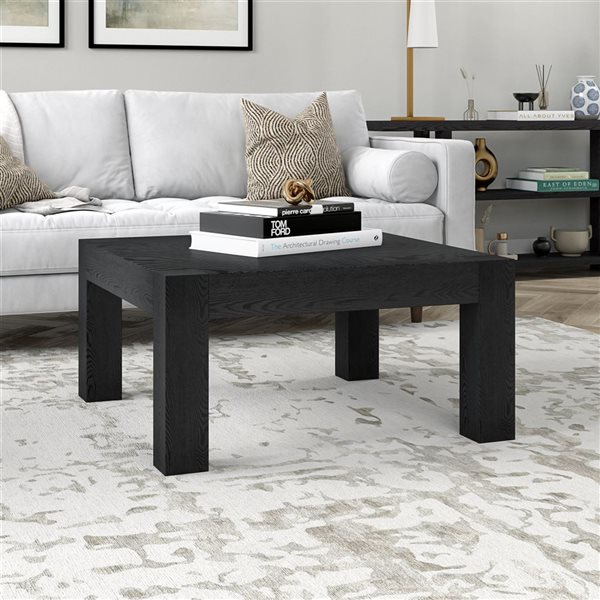 Hailey Home Langston Black Grain Square Composite Coffee Table