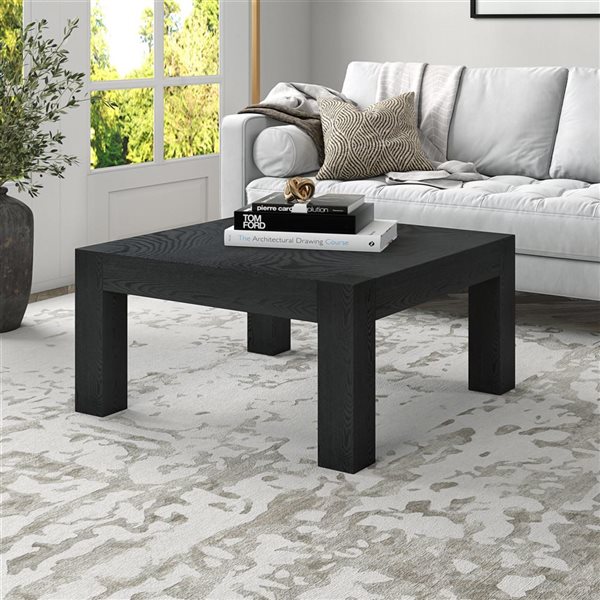 Hailey Home Langston Black Grain Square Composite Coffee Table