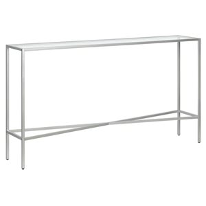 Hailey Home Henley 55 W x 30-in H Powder Coated Silver Metal Industrial Console Table w/ Glass Top