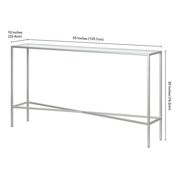 Hailey Home Henley 55 W x 30-in H Powder Coated Silver Metal Industrial Console Table w/ Glass Top