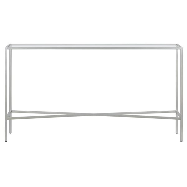 Hailey Home Henley 55 W x 30-in H Powder Coated Silver Metal Industrial Console Table w/ Glass Top